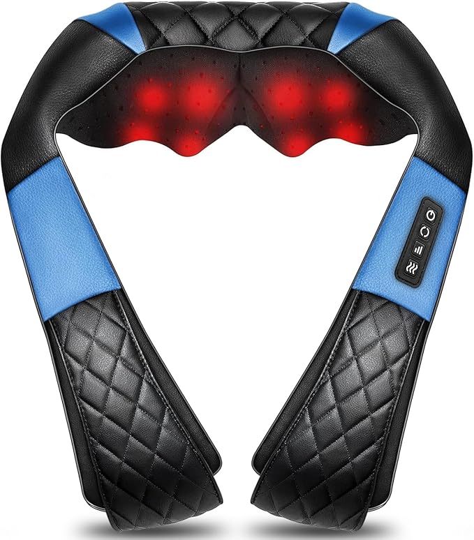 Shiatsu Neck and Back Massager with Heat Electric Deep Tissue 4D Kneading Massage Pillow for Shoulder Leg Body Muscle Pain Relief Home Office and Car Use - Best Gifts for Women Men Mom Dad