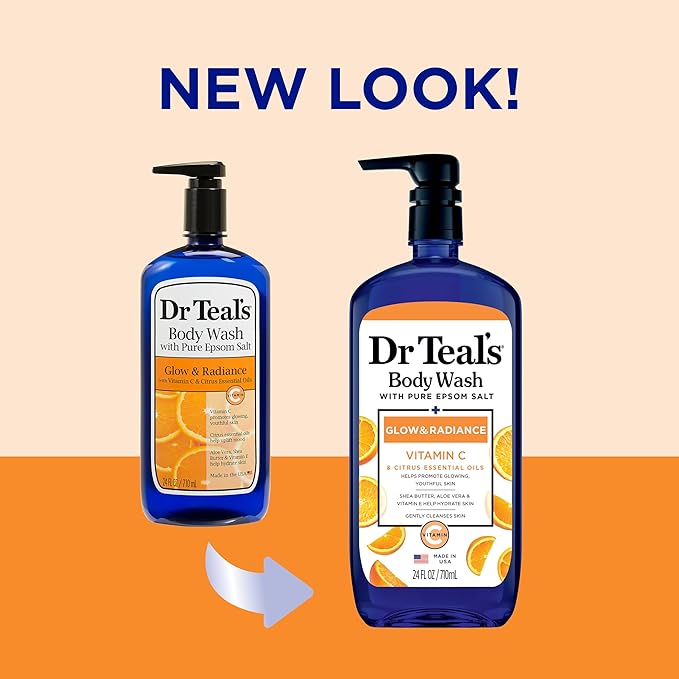 Dr Teal's Body Wash with Epsom Salt (2 x 24oz) &amp Foaming Bath with Epsom Salt (2 x 34oz) Bundle