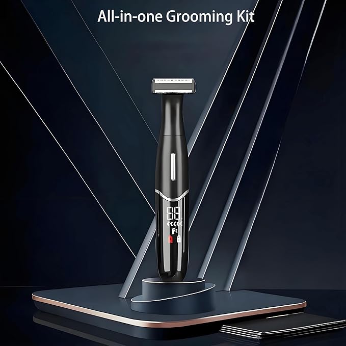 WAIKIL Electric Shaver &amp Trimmer Set - 4-in-1 Multi-Grooming Kit with Digital Display &amp Replaceable Blades for Face/Body Hair (Black) ‌