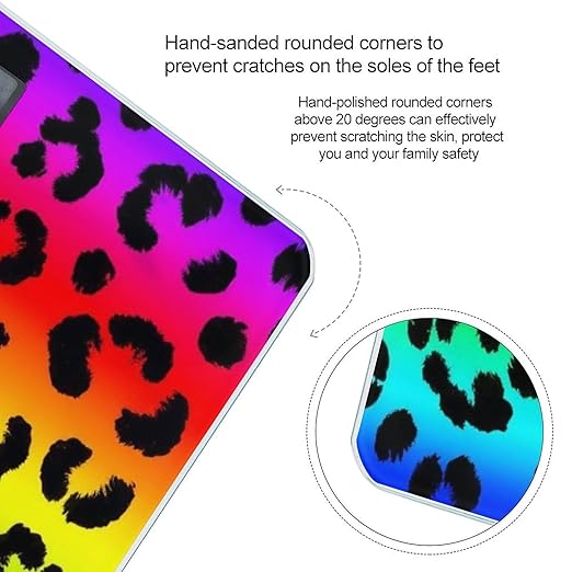 Women's Digital Bathroom Weighing Scale Automatic Switch Energy Saving Scale Smart Scale for Body Weight Colorful Cheetah Leopard Animal Print Rainbow