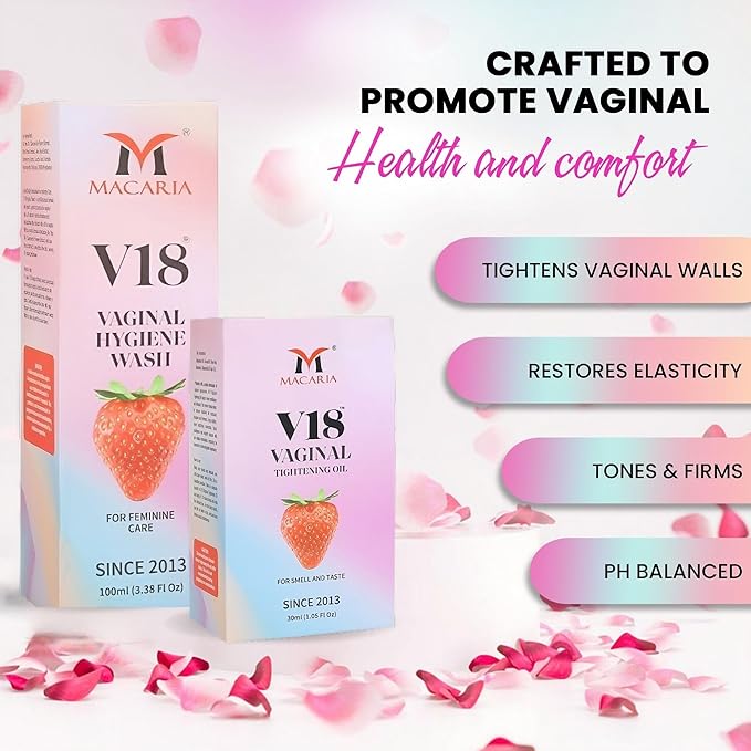 MACARIA V18 Vaginal Tightening Oil (Cream Gel) for smell and taste good down there for women with V18 vaginal wash