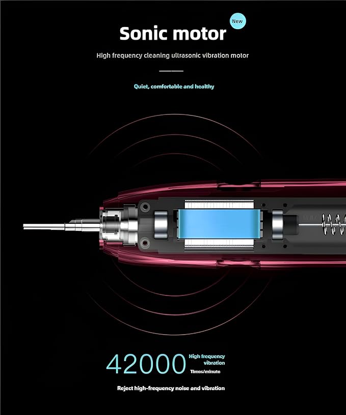 Electric Toothbrush for Woman Bling Diamond Decor Portable Travel Essentials for Couple Gifts Toothbrush with 3 Replacement Heads 6 Modes（Silver &amp Black