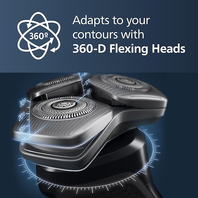 Philips Norelco 9400 Rechargeable Wet/Dry Electric Shaver with SenseIQ and Comfort Glide Ring Technology Battery Powered Silver S9502/83