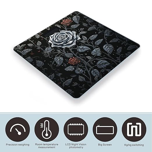 Rose Gothic Bathroom Scale for Body Weight LCD Display Digital Bathroom Scale Tempered Glass Bathroom Weight Scales Fashion Smart Scales for Home Bedroom 400 Lb