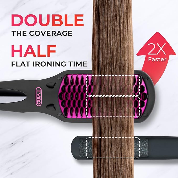 TYMO Ionic Hair Straightener Brush + TYMO 2.0 Flat Iron Hair Straightener