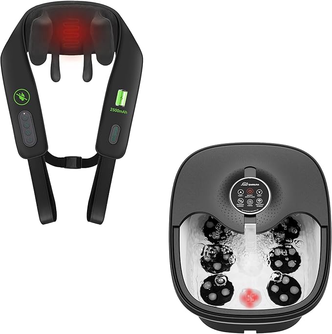 Snailax Cordless Neck Massager &amp Foot Spa Bath Massager