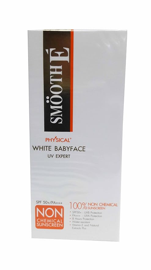 Smooth E Physical White Babyface Uv Expert 100% Non-chemical White Babyface Sunscreen Spf 50+/pa+++. Extra Sensitive White Skin (15 G/Pack).