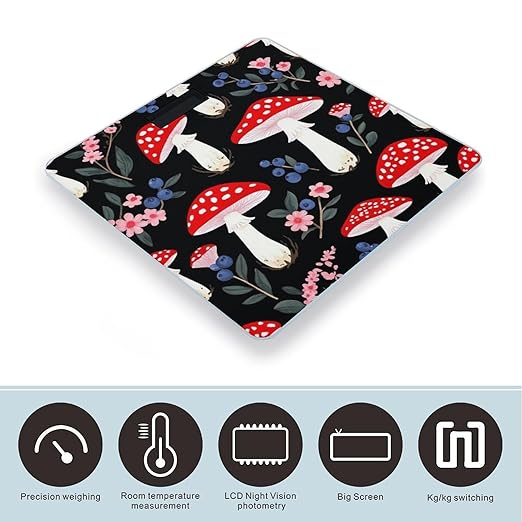 Digital Bathroom Weighing Scale Energy Saving Scale Smart Scale for Body Weight Red Mushrooms