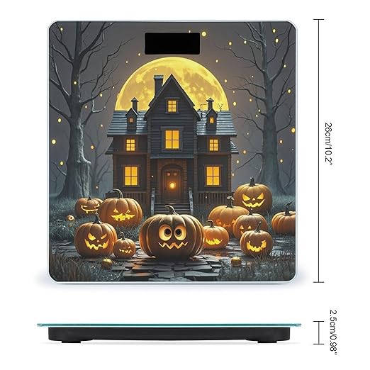 Halloween Night Bathroom Scale for Body Weight Bathroom Weighing Scales with Back Lit LED Display Sturdy Tempered Glass Body Weight Bathroom Scale 400lb Weighing
