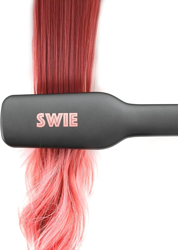 SWIE Maxistrait Hair Straightener Brush. Smooth Shiny Frizz-Free Healthy in Minutes. for All Types and Textures Great for Colored Hair Adjustable Heat Settings Anti-Burn Technology