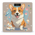 Cute Corgi Dog Illustration Scale for Body Weight Sturdy Tempered Glass Weighing Scales with LCD Display Accurate Digital Bathroom Scale Convenient Body Fat Smart Scales Easy Read