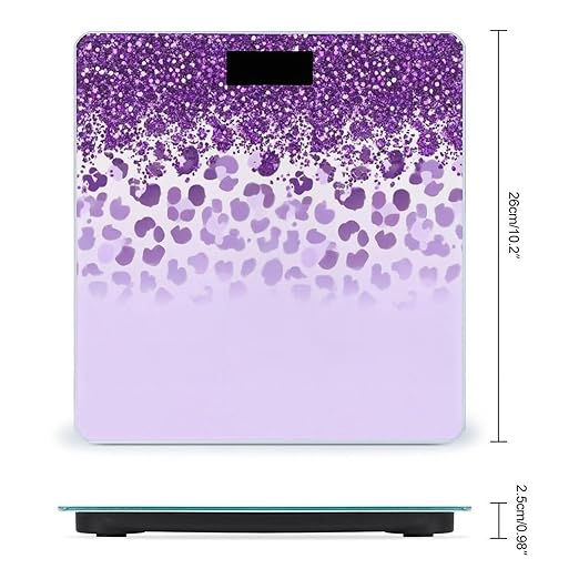 Women's Fashion Automatic Switch Digital Bathroom Weighing Scale Smart Scale Purple Glitter Pattern Cheetah Leopard Print