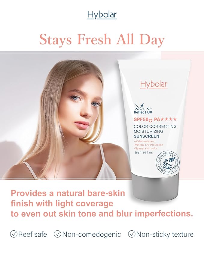 Tinted Mineral Face Sunscreen SPF 50 Broad Spectrum Non-Comedogenic with Vitamin C Skin Moisturizer for Sensitive Skin &amp Kids