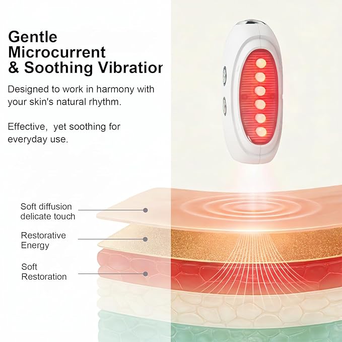 Face Massager Tool with Red Light Therapy for Face Jade＆Rose Quartz Microcurrent Facial Device with Vibration＆7-Color LED Warm Heat Gua Sha Facial Tools for Lifting De-Puffing Lymphatic Drainage
