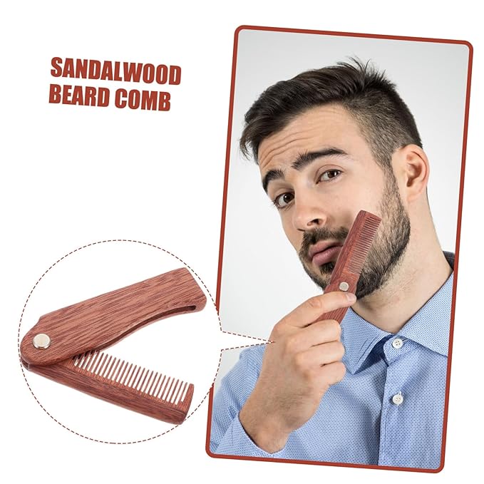 Didiseaon 3pcs Wooden Pocket Comb Mustache Comb Hair Accessory for Men Women Beard Brush Folding Beard Professional Styling Tool