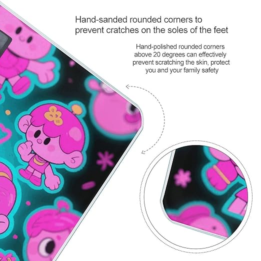 Cartoon Print Weight Scale Large Digital Bathroom Scales with Bright LED Display Non Slip Digital Scale and Step On Fashion Weighing Machine for Body