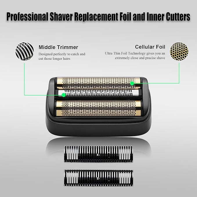 Replacement Foil &amp Inner Cutters Compatible with Andis 17300 reSURGE Electric Shaver Black (2 Pack)