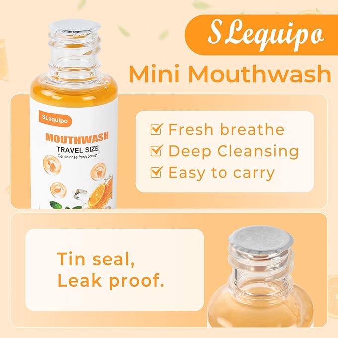 Travel Mouthwash Bulk Mini Mouthwash Travel Size Fresh Orange Portable Individual Bottles 35ml/1.2fl oz for Hotel Toiletry Kits (200)