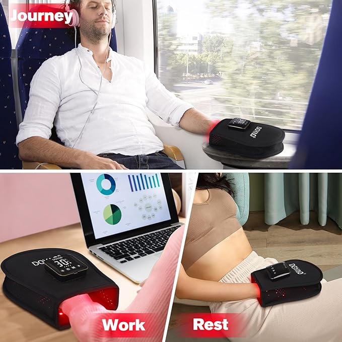 Cordless Red Light Therapy for Hand Near Infrared Light Therapy Device Pulsing for Body Hand Wrist Fingers Joint Pain Relief Muscle Relax Portable for Home Office Business Trip Use