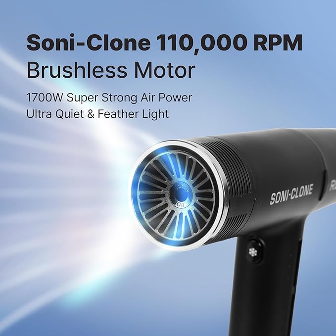 RED Pro Hair Dryer Soni-Clone 110000 RPM High Speed BLDC Motor Dryer Strong Air Flow for Fast Drying Lightweight with Luxury Home &amp Travel Pouch Magnetic Nozzle Hair Pik Diffuser &amp Concen