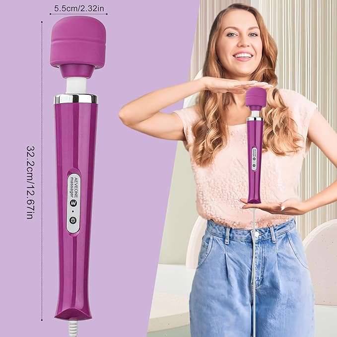 Wired Powerful Handheld Wand Massager Strong Personal Vibration Massage for Sports Recovery Back Muscle Aches Whole Body Pain (Purple)