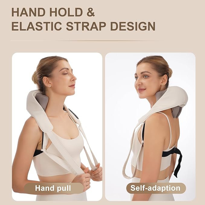 Electric Neck and Shoulder Massager with Heat Cordless Kneading Back Trapezius Shiatsu Massage Pillows for Pain Relief Deep Tissue Gift Ideals