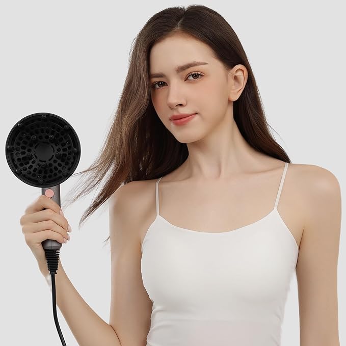 AINA Hair Dryer with Diffuser Blow Dryer for Women | Advanced Ionic Technology Ceramic Coating | Cold Shot Features Turbo Heat for Fast Drying and Shine 110V/ALCI (Misty Blush)