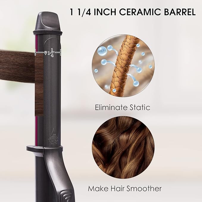 Nicebay Curling Iron 1 1/4 Inch Hair Curler with Ceramic Coating Professional Curling Wand Fast Heating up to 430°F Temperature LED Display Wide Voltage for Worldwide