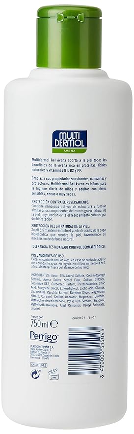 Gel Avena - Pieles Sensibles - Ph Neutro - Calma y Suaviza - Avena al 100% - 750 ml