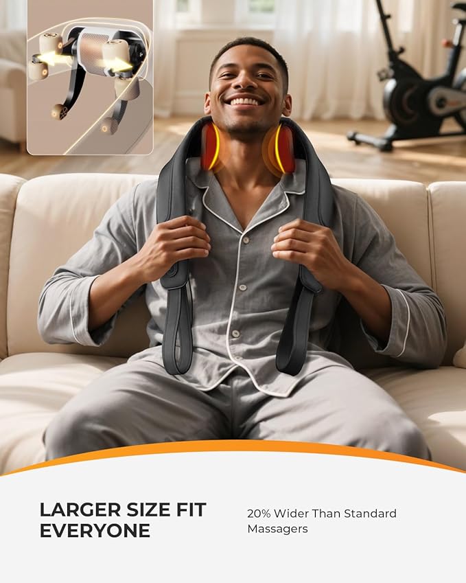 CooCoCo Cordless Neck MassagerBirthday Ideas for Dad Mom Neck and Back Massager for Pain Relief Deep Tissue Shiatsu Shoulder Massager for Pain Relief Back Massager with Heat