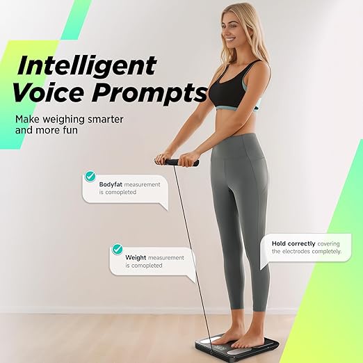 Runstar Scale for Body Weight and Fat BMI Muscle Mass to 28 Measurements FSA&ampHSA Eligible Digital Bathroom Scales 8-Electrode with Voice Prompt High Accurate Bluetooth Weight Scale