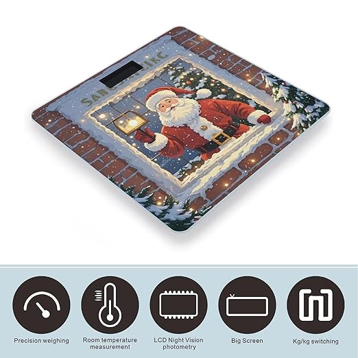Santa Outside The Window Scale for Body Weight Digital Bathroom Scale Toughened Glass High Precision Scales for Body Weight with Large LCD Backlight Display Weight Scales