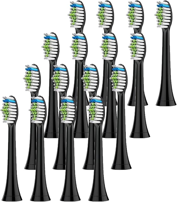 8-16pcs Toothbrush Heads Compatible for Philips Electric Replacement Brush(16pcs Black)