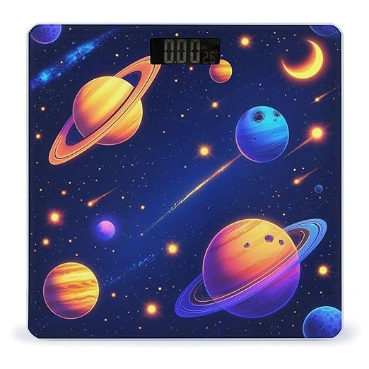 Digital Bathroom Weighing Scale Energy Saving Scale Smart Scale for Body Weight Cosmic Universe Stars Planets Blue Galaxy Art