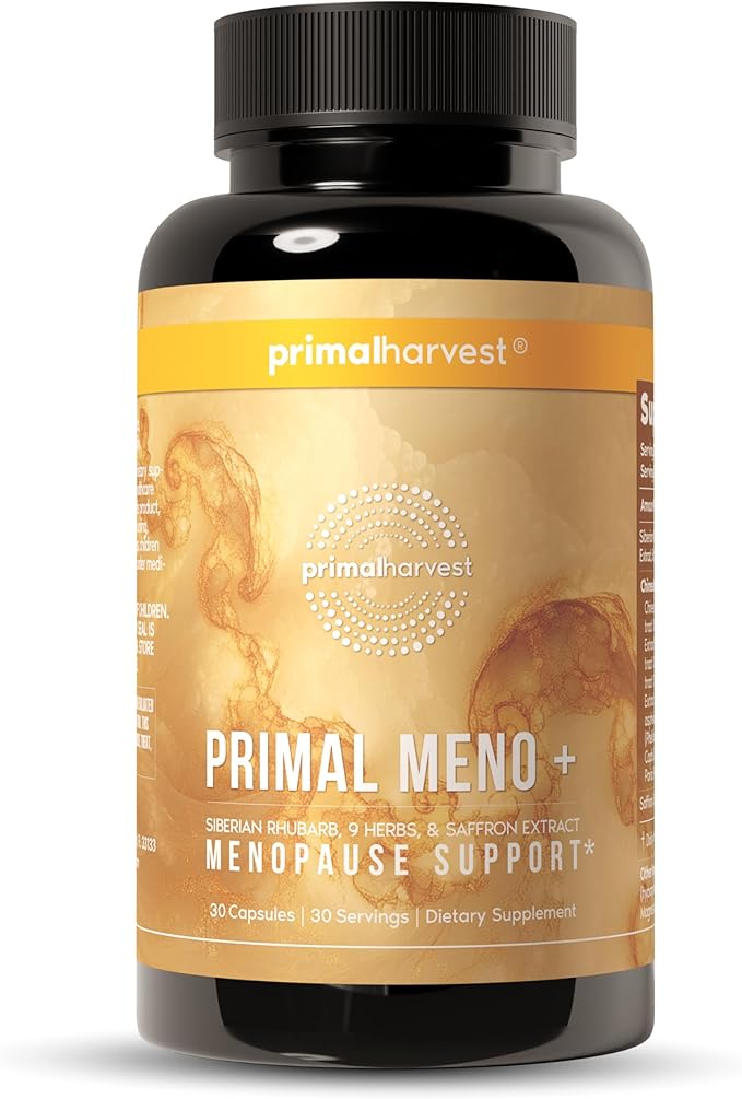 Primal Harvest Meno+ Menopause Support with Saffron &amp Chinese Herbs Support Mood Menopausal Symptom Relief &amp General Well-Being (1 Pack)
