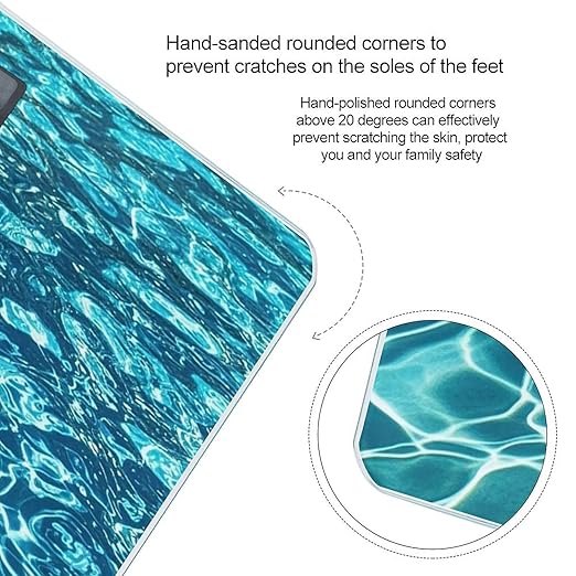 Blue Aqua Pool Water Scale for Body Weight Highly Accurate Digital Bathroom Body Scale Digital Bathroom Scales for People Anti-Slip Large LCD Display Smart Scales