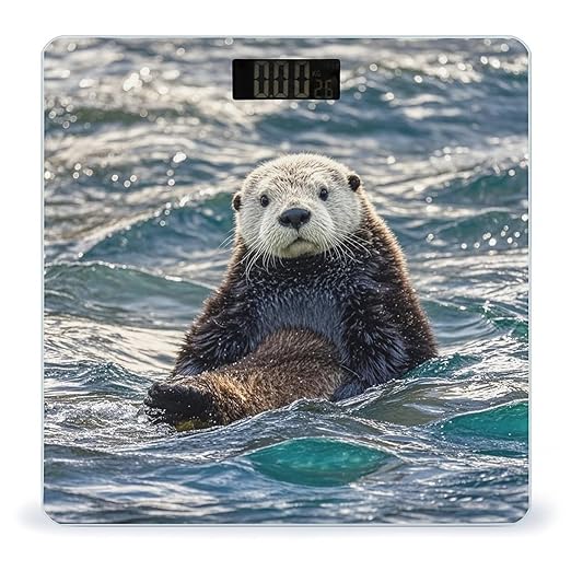 Sea Otter Scale for Body Weight Highly Accurate Digital Bathroom Body Scale Digital Bathroom Scales for People Anti-Slip Large LCD Display Smart Scales
