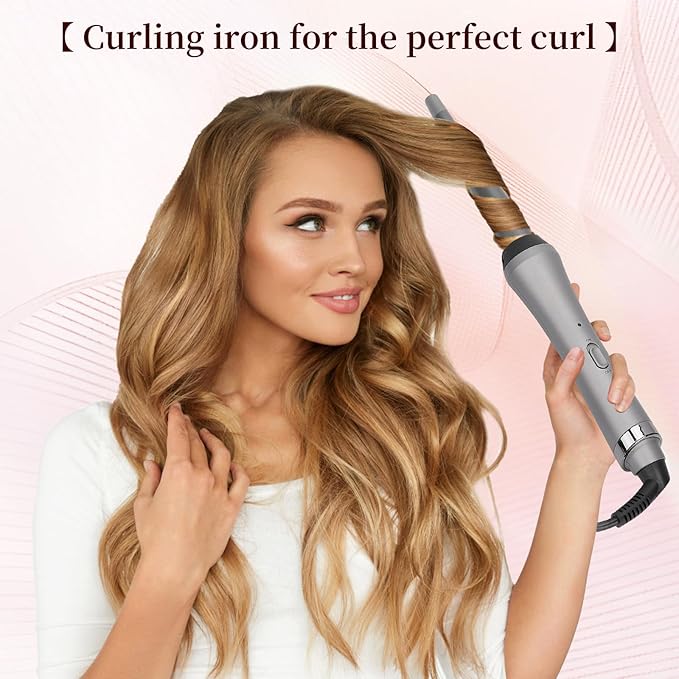 Curling Wand 0.5-1 Inch Tapered Hair Curling Iron Ceramic Wand Curler with 360° Rotatable Wire Wand Curling Iron for Short Long All Hair Type (US)