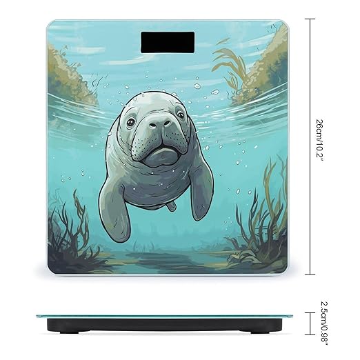Crazy Save Manatee Bathroom Scale for Body Weight Bathroom Digital Electronic Weighing Scale with Back Lit LED Display Sturdy Tempered Glass Weight Watchers Scales 400lb