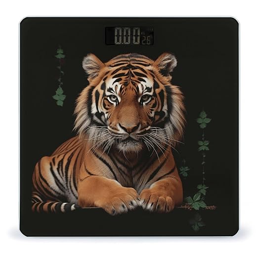 Digital Bathroom Scale for Body Weight Scale with Bright LCD Display High Accuracy Step-On Technology Auto On/Off with Tiger and Paws Digital Scales 400 Lbs /180kg