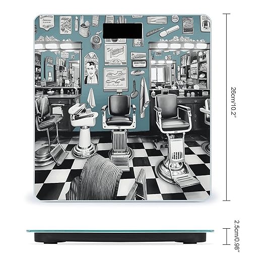 Barber Shop Scale for Body Weight Safe Rounded Corners Tempered Glass Digital Bathroom Scale LED Display 400lb Capacity Weight Scales with High Precision Sensors