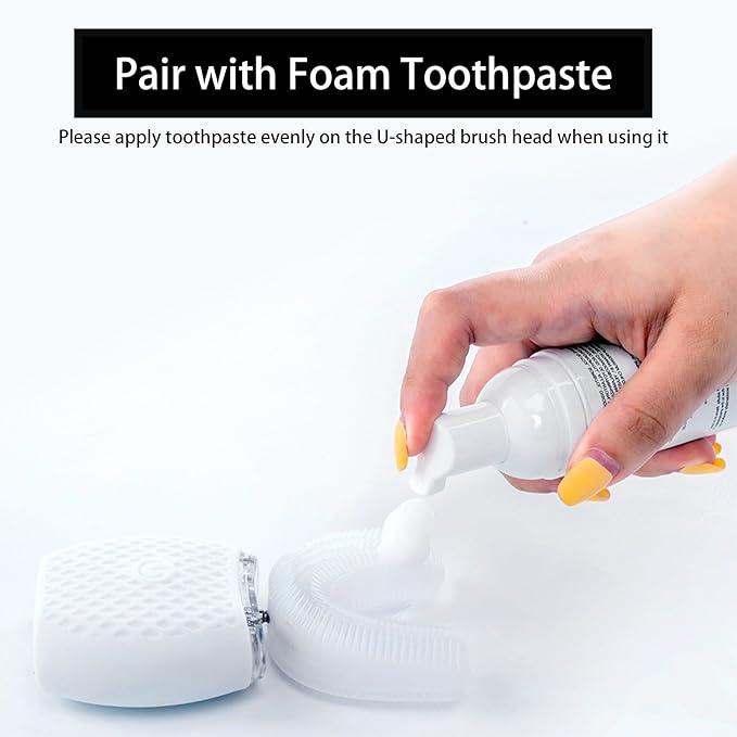 Ultrasonic Toothbrush for Adults - Automatic Electric Toothbrush with Soft Bristles Rechargeable Portable 30'' Automatic Timer Wireless Charging Washable for Travel &amp Home Use (White)