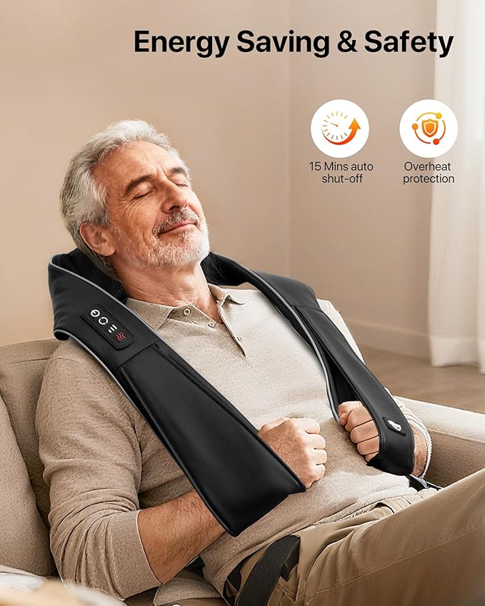 ALLJOY Shiatsu Neck and Back Massager with Heat Deep Tissue Kneading Electric Massager for Shoulder Lumbar and Leg Pain Relief Self-Care Wellness Gifts for Women Men Mom Dad