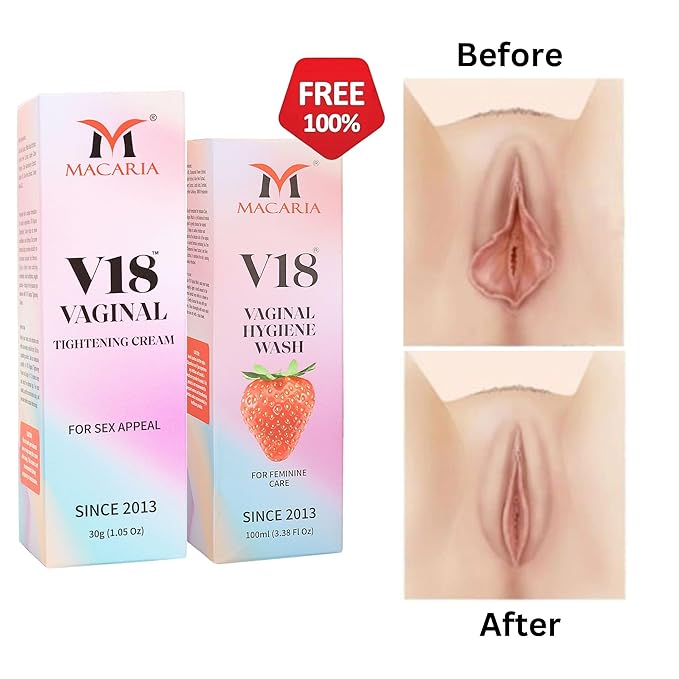 MACARIA V18 Virgin vaginal tightening feel again cream gel + vaginal feminine Wash For Married Women