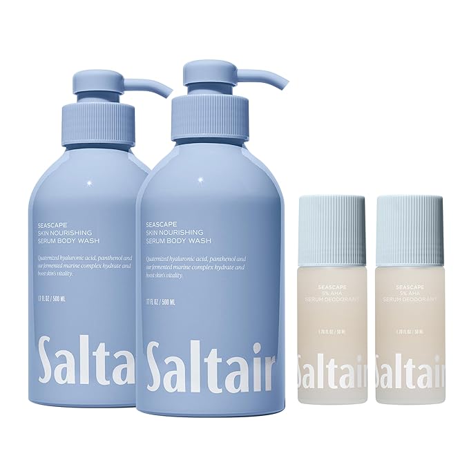 Saltair Seascape Body Wash &amp Serum Deodorant Bundle – Hydrating Cleanser and Aluminum-Free Deodorant Set for Women and Men