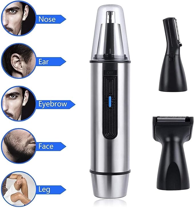 WEedsy Ear and Nose Hair Trimmer Professional Painless Eyebrow Facial Ear Hair Trimmer Clipper for Men and Women Battery-Operated IPX7 Waterproof Dual Edge Blades for Easy Cleansing