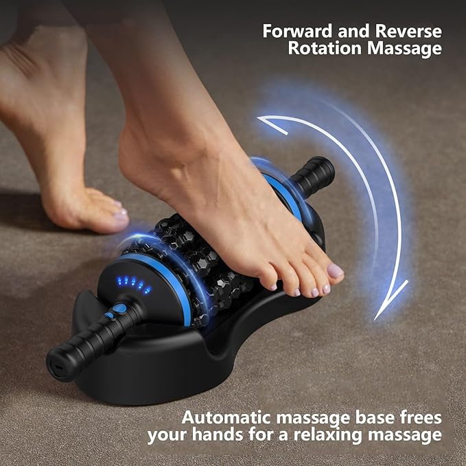 Massage Roller Massage Machine Muscle Roller Back Leg Foot Psoas Muscle with Hands-Free Base 5-Speed Whole Body Relief for Legs Foot Calf Massager(Black and Gray)