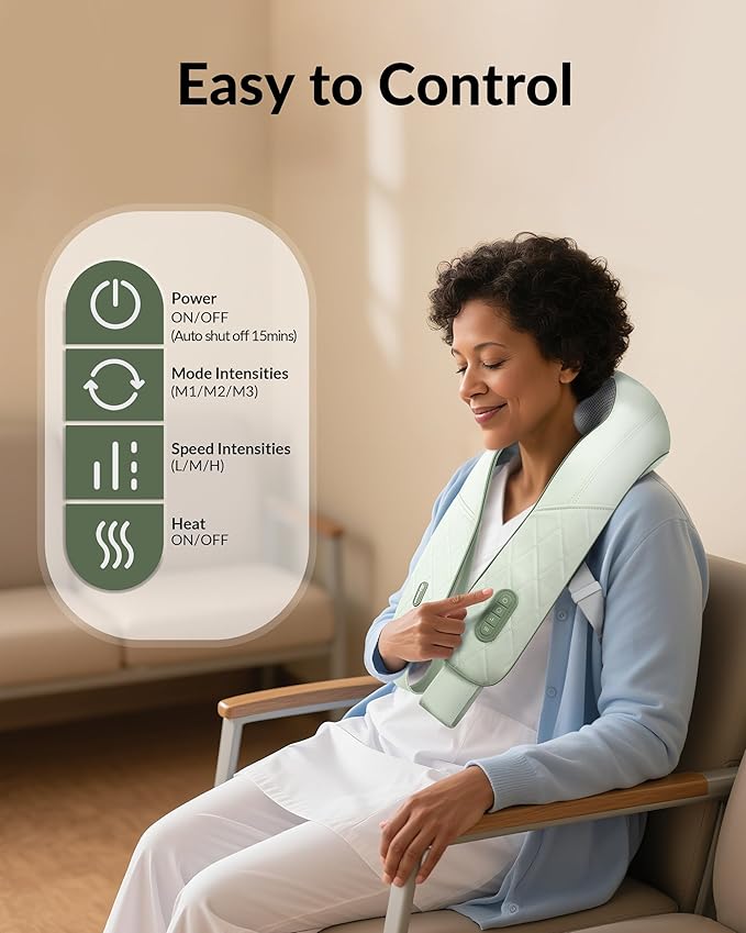 Snailax Cordless Neck Massager with Heat Shiatsu Neck Shoulder Massager for Pain Relief Deep Tissue 4D Kneading Back Massager Pillow Rechargable Portable Massager Gifts/Presents for Women Men