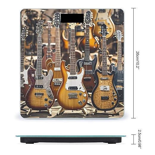 Guitar Bass Music Musical Instruments Scale for Body Weight Highly Accurate Digital Bathroom Body Scale Digital Bathroom Scales for People Anti-Slip Large LCD Display Smart Scales