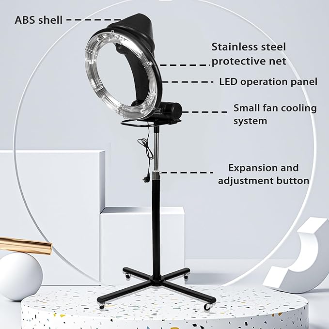 3-in-1 Salon Hair Dryer with LCD Display - 950W/1200W Wall Mountable Hooded Dryer with Adjustable Timer &amp Temperature Control for Hair Coloring Processing and Black Premium Floor-Standing (Versio